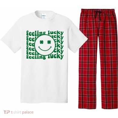 Feeling Lucky St Patricks Day Smile Face Emoji Pajama Set