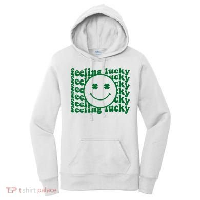 Feeling Lucky St Patricks Day Smile Face Emoji Women's Hoodie