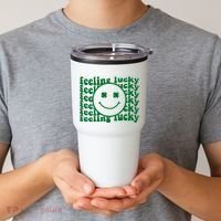 Feeling Lucky St Patricks Day Smile Face Emoji Tumbler thumb 2
