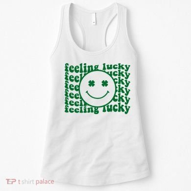 Feeling Lucky St Patricks Day Smile Face Emoji Women's Tank Top