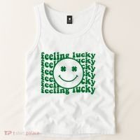 Feeling Lucky St Patricks Day Smile Face Emoji Tank Top thumb 2