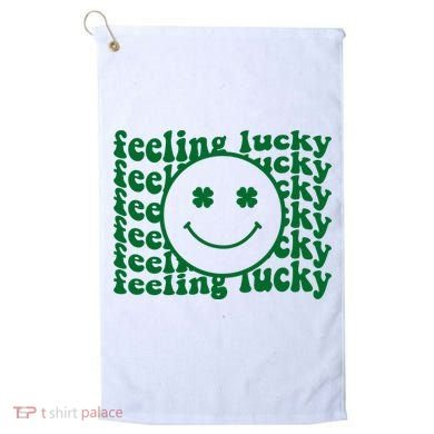 Feeling Lucky St Patricks Day Smile Face Emoji Golf Towel