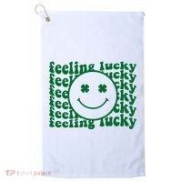 Feeling Lucky St Patricks Day Smile Face Emoji Golf Towel thumb 0