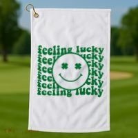 Feeling Lucky St Patricks Day Smile Face Emoji Golf Towel thumb 1