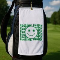 Feeling Lucky St Patricks Day Smile Face Emoji Golf Towel thumb 2