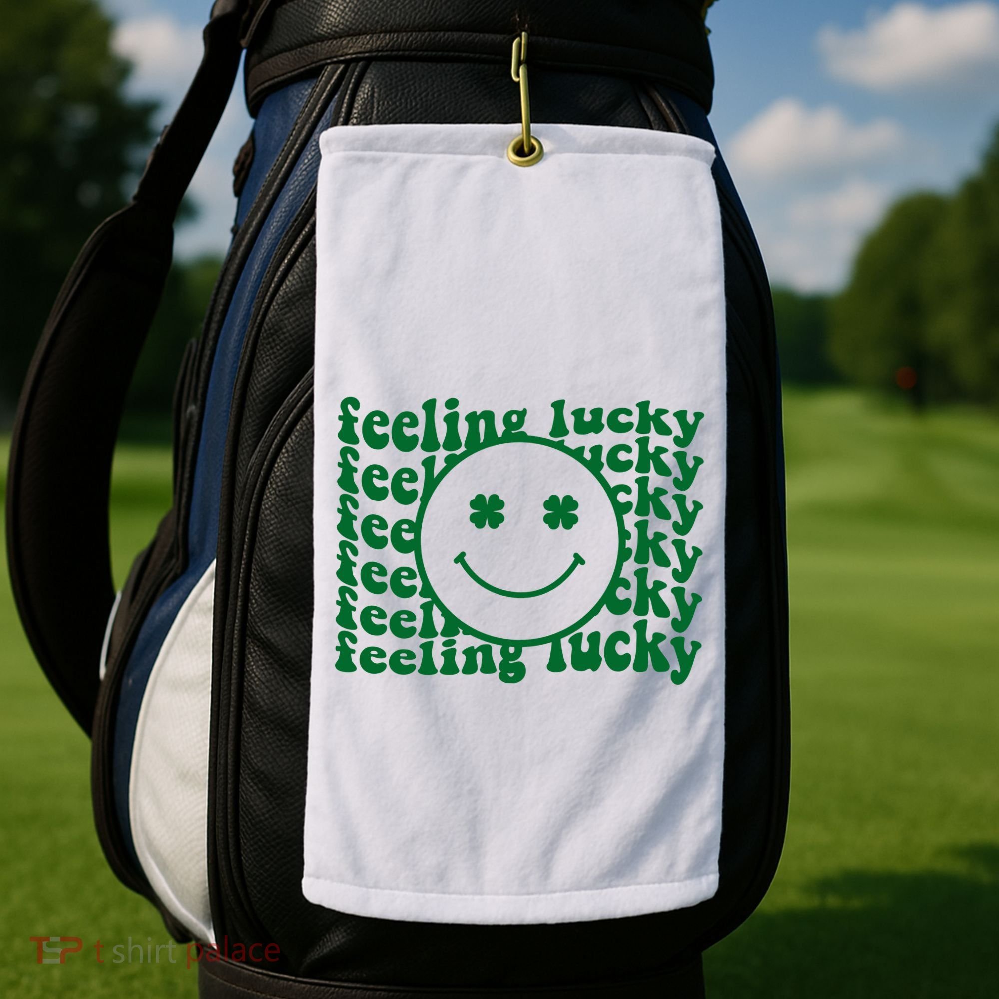 Feeling Lucky St Patricks Day Smile Face Emoji Golf Towel