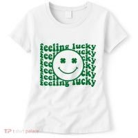 Feeling Lucky St Patricks Day Smile Face Emoji Women's T-Shirt thumb 0