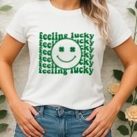 Feeling Lucky St Patricks Day Smile Face Emoji Women's T-Shirt thumb 2