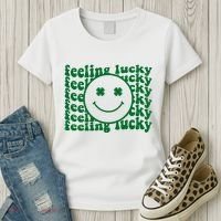 Feeling Lucky St Patricks Day Smile Face Emoji Women's T-Shirt thumb 3