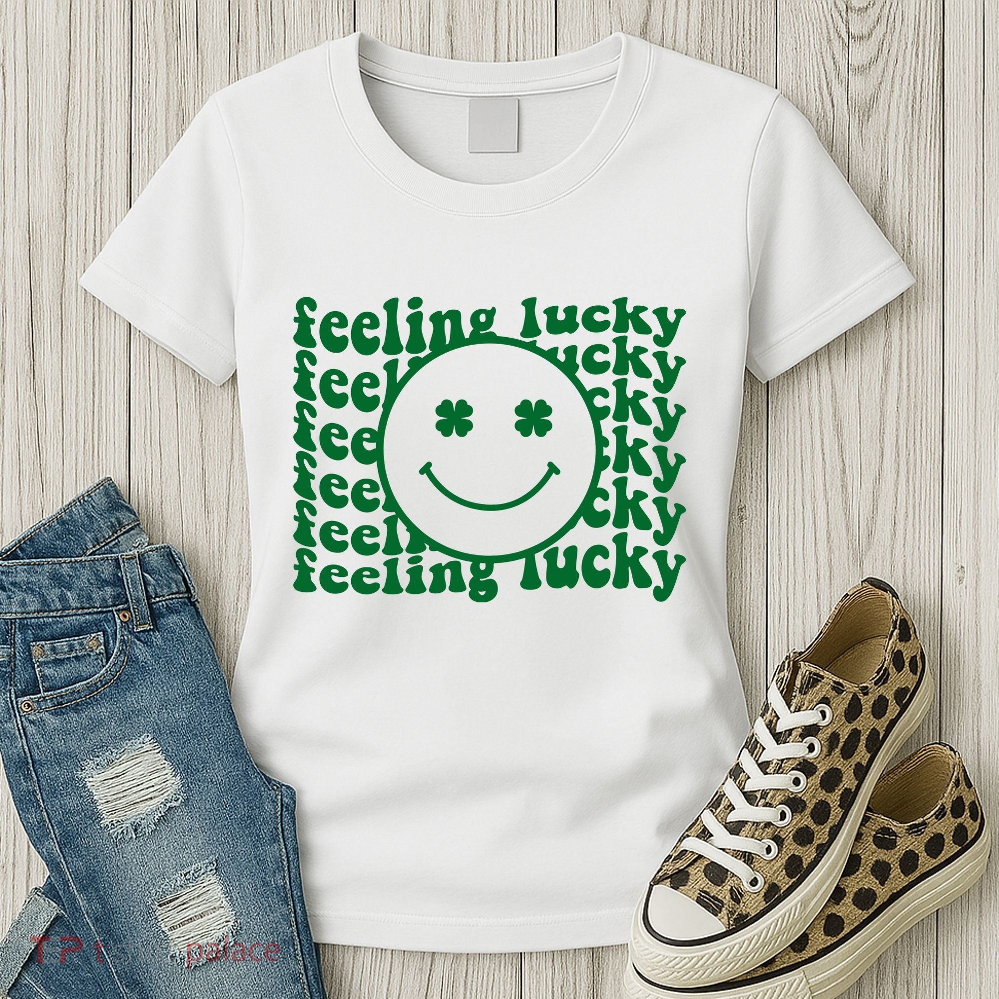 Feeling Lucky St Patricks Day Smile Face Emoji Women's T-Shirt