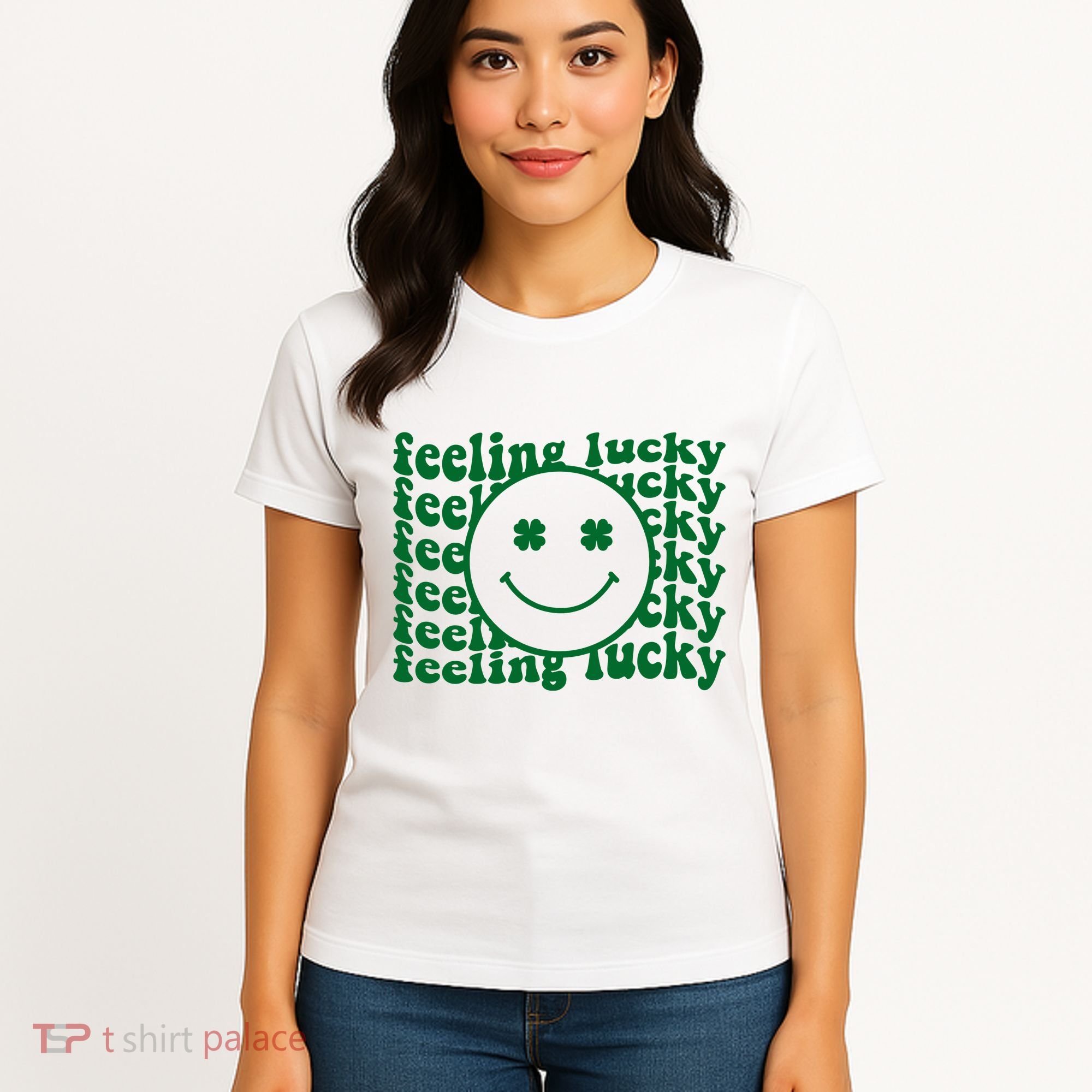 Feeling Lucky St Patricks Day Smile Face Emoji Women's T-Shirt