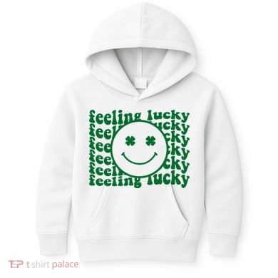 Feeling Lucky St Patricks Day Smile Face Emoji Kids Hoodie