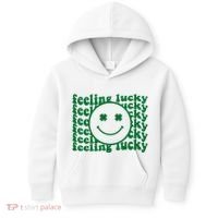 Feeling Lucky St Patricks Day Smile Face Emoji Kids Hoodie thumb 0