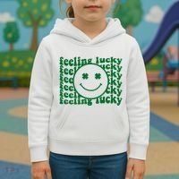 Feeling Lucky St Patricks Day Smile Face Emoji Kids Hoodie thumb 3