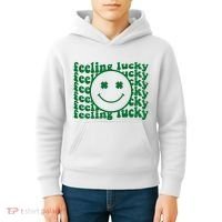Feeling Lucky St Patricks Day Smile Face Emoji Kids Hoodie thumb 4