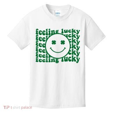 Feeling Lucky St Patricks Day Smile Face Emoji Kids T-Shirt