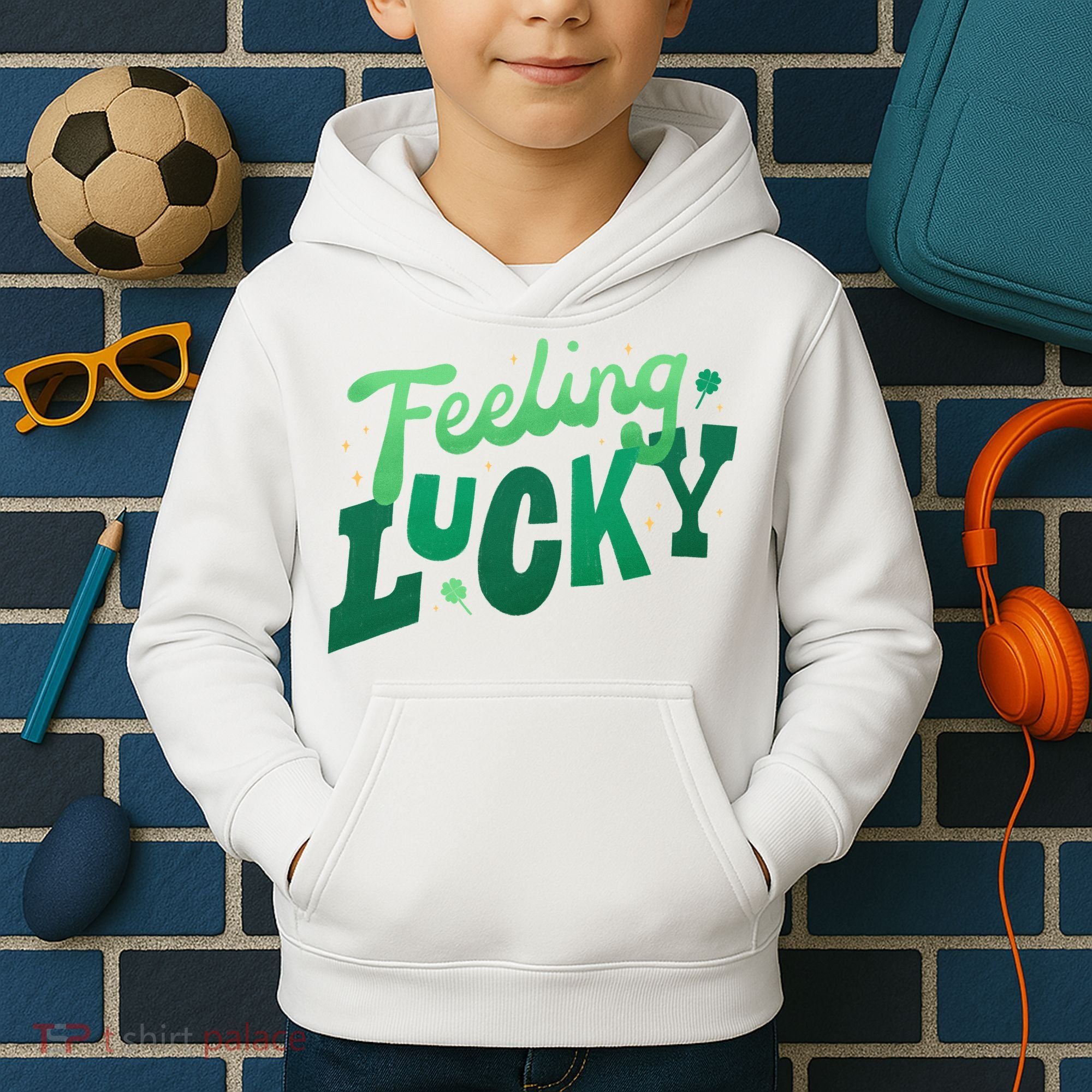 Feeling Lucky St Patrick's Day Festive Kids Hoodie