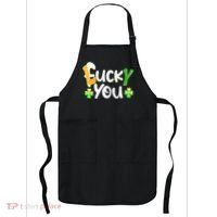 Funny Leprechaun Shamrock Fuck Lucky You St Patricks Day Apron thumb 0
