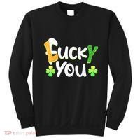 Funny Leprechaun Shamrock Fuck Lucky You St Patricks Day Sweatshirt thumb 0
