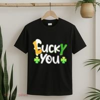Funny Leprechaun Shamrock Fuck Lucky You St Patricks Day T-Shirt thumb 2
