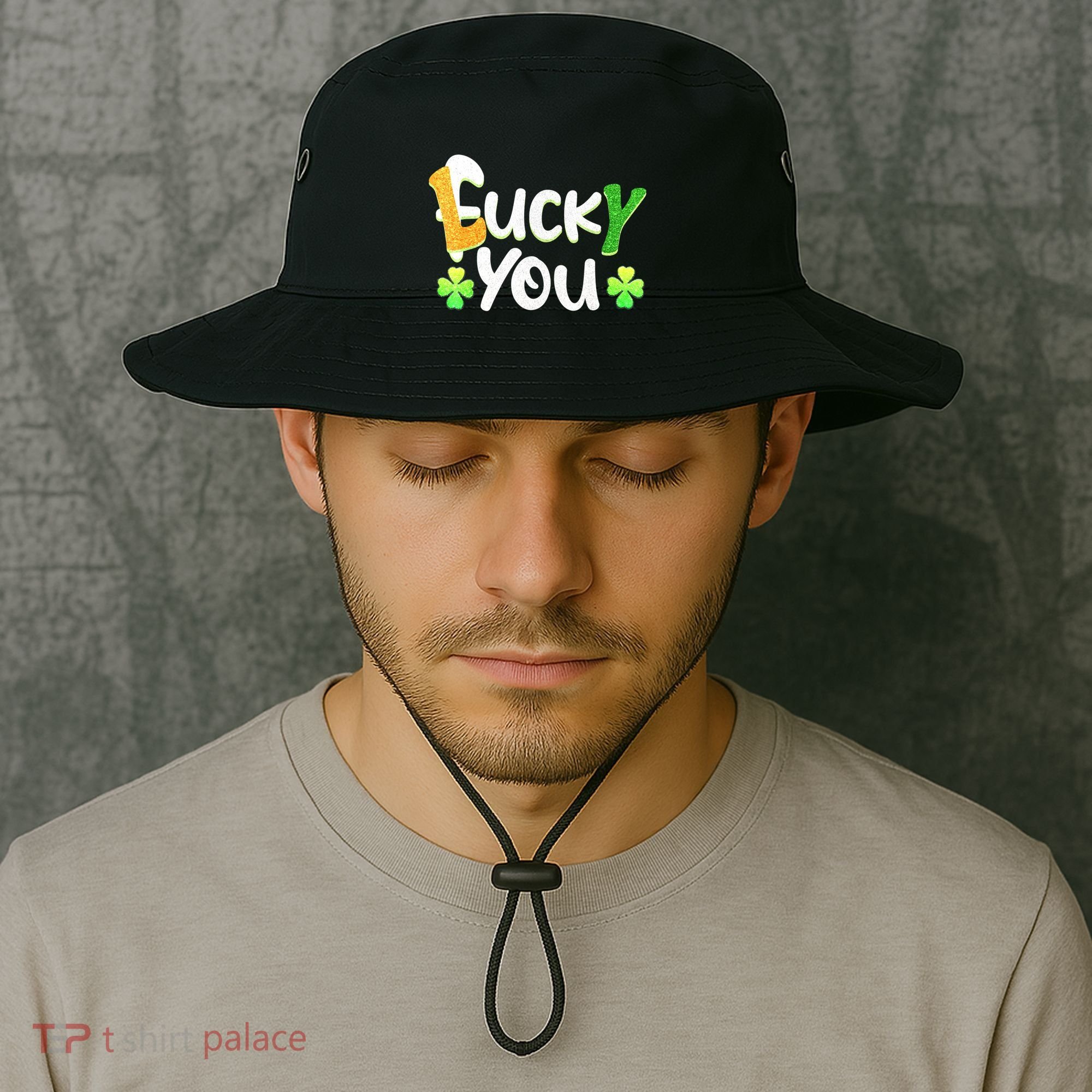 Funny Leprechaun Shamrock Fuck Lucky You St Patricks Day Bucket Hat