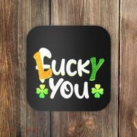 Funny Leprechaun Shamrock Fuck Lucky You St Patricks Day Coaster thumb 0