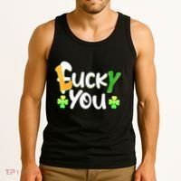 Funny Leprechaun Shamrock Fuck Lucky You St Patricks Day Tank Top thumb 3