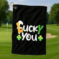 Funny Leprechaun Shamrock Fuck Lucky You St Patricks Day Golf Towel thumb 1