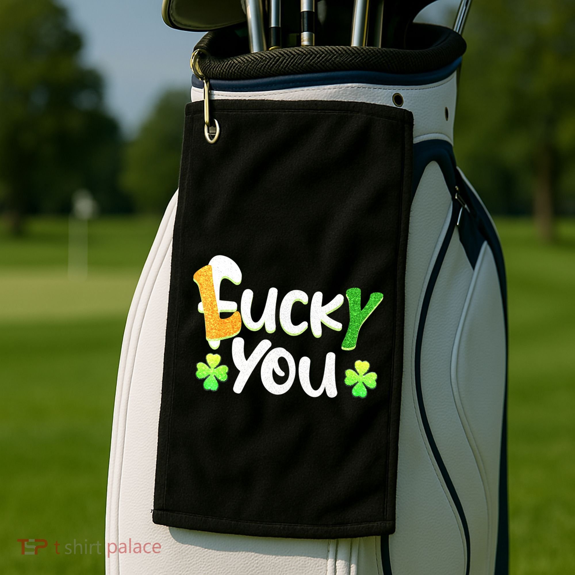 Funny Leprechaun Shamrock Fuck Lucky You St Patricks Day Golf Towel
