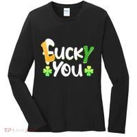Funny Leprechaun Shamrock Fuck Lucky You St Patricks Day Women's Long Sleeve Shirt thumb 0