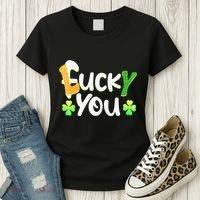 Funny Leprechaun Shamrock Fuck Lucky You St Patricks Day Women's T-Shirt thumb 3