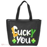 Funny Leprechaun Shamrock Fuck Lucky You St Patricks Day Tote Bag thumb 0