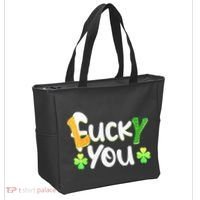 Funny Leprechaun Shamrock Fuck Lucky You St Patricks Day Tote Bag thumb 2