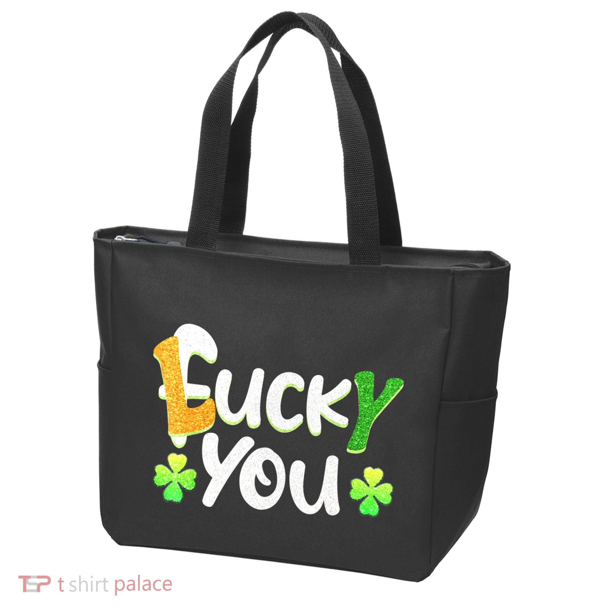 Funny Leprechaun Shamrock Fuck Lucky You St Patricks Day Tote Bag