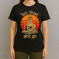 Funny Let That Shit Go Buddha T-Shirt thumb 4
