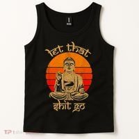 Funny Let That Shit Go Buddha Tank Top thumb 2