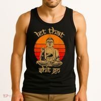 Funny Let That Shit Go Buddha Tank Top thumb 3