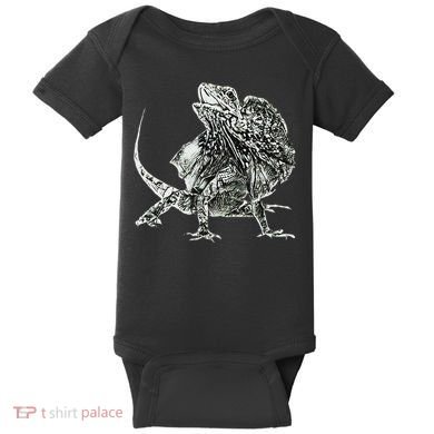Frilled Lizard Terrarium Motif Reptiles Frilled Lizards Baby Bodysuit