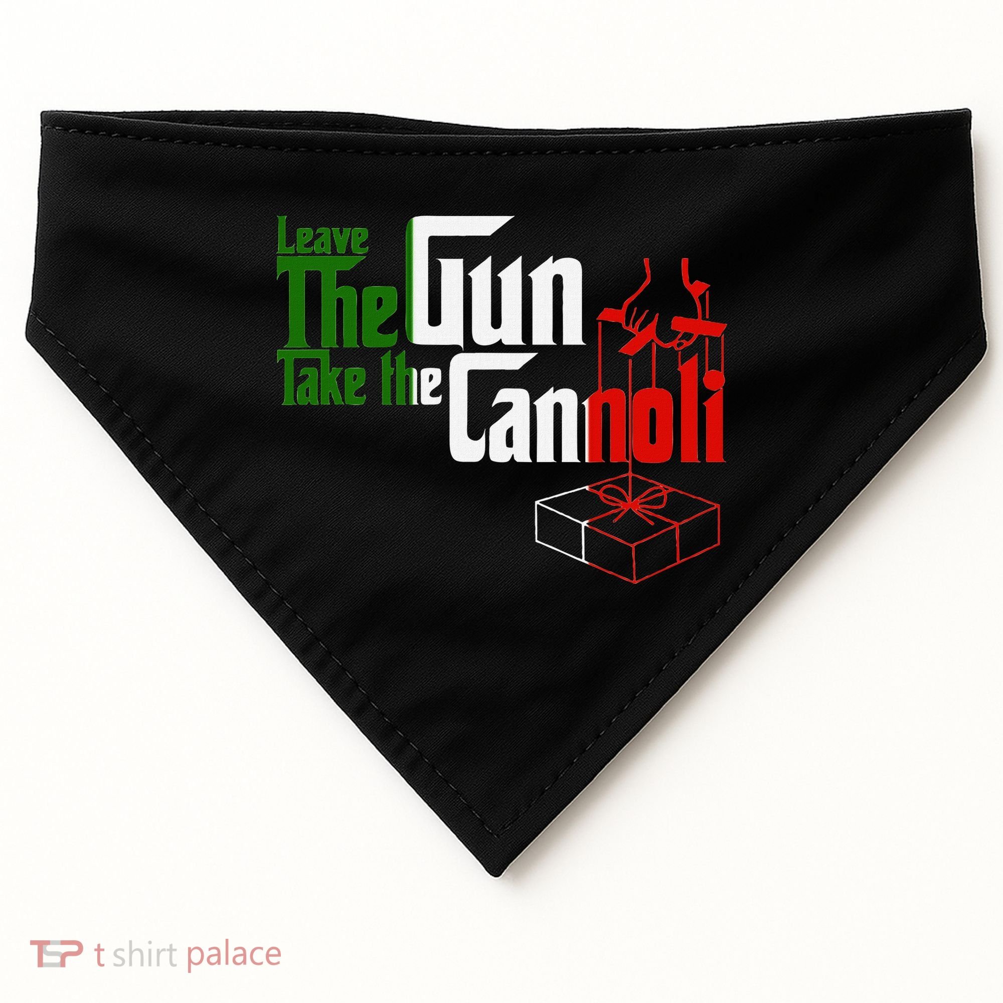 Funny Leave The Gun Take The Cannoli Italian Flag USA-Made Doggie Bandana