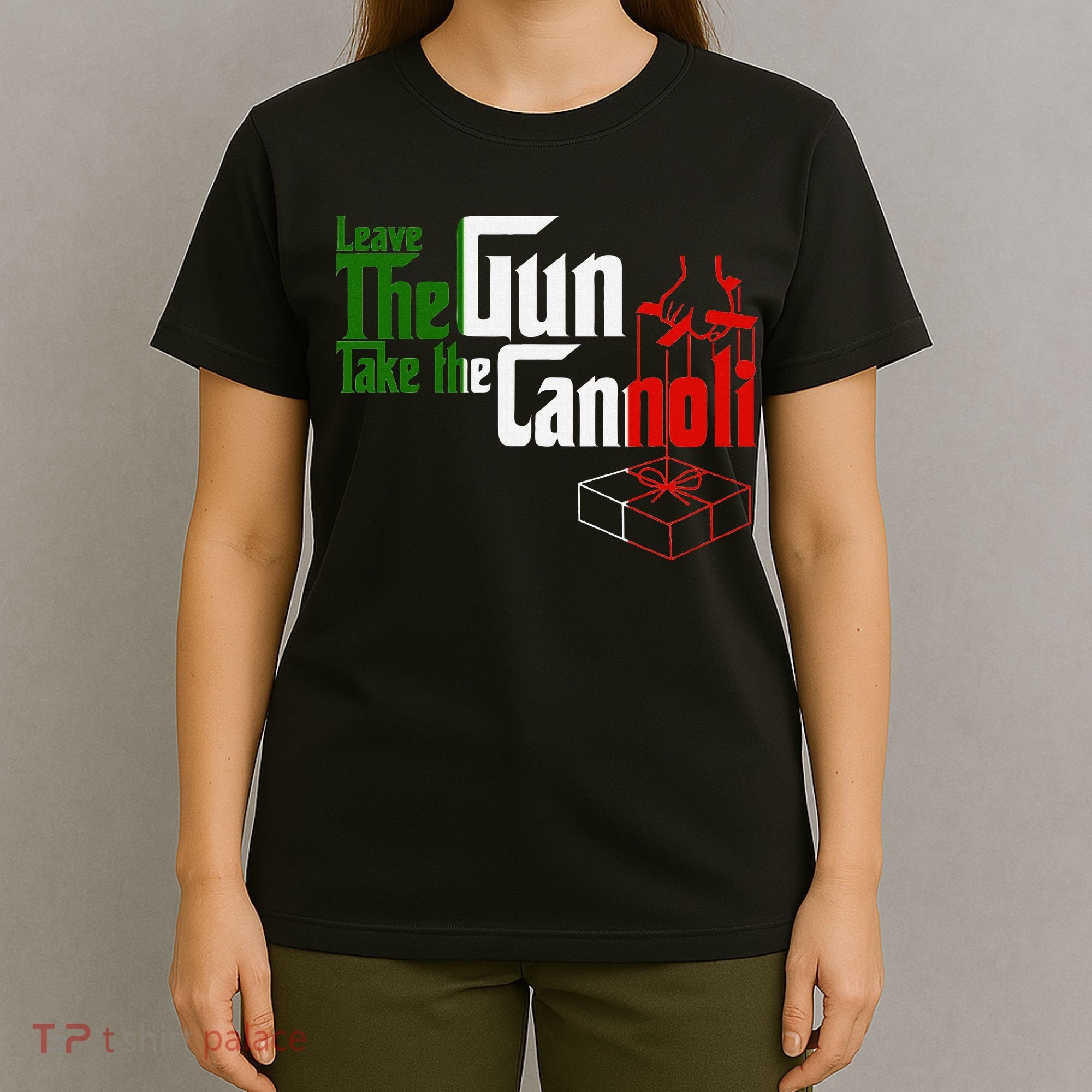 Funny Leave The Gun Take The Cannoli Italian Flag T-Shirt