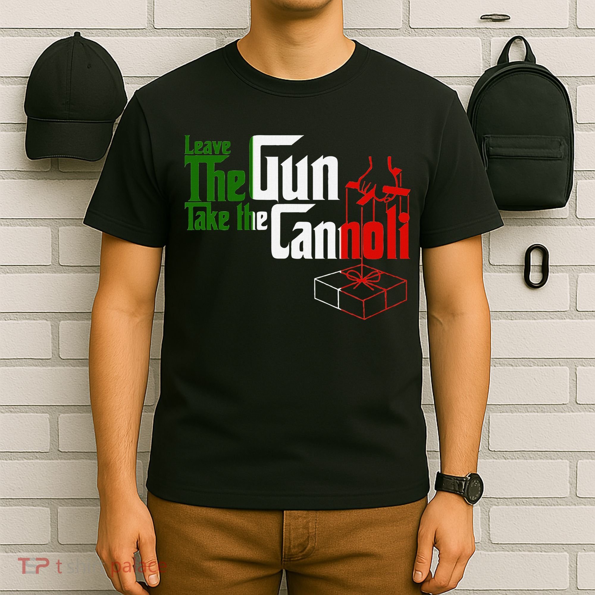 Funny Leave The Gun Take The Cannoli Italian Flag T-Shirt