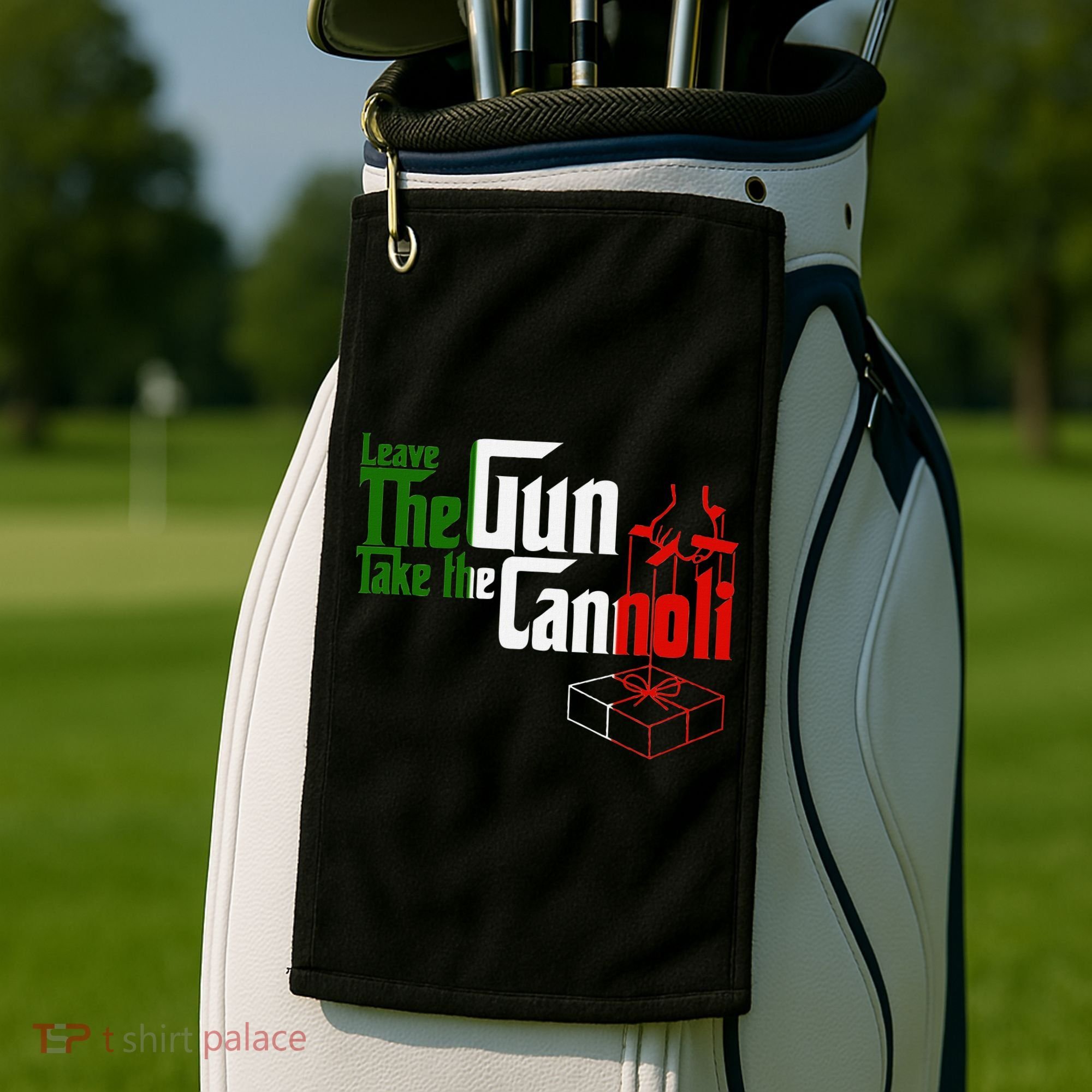 Funny Leave The Gun Take The Cannoli Italian Flag Golf Towel