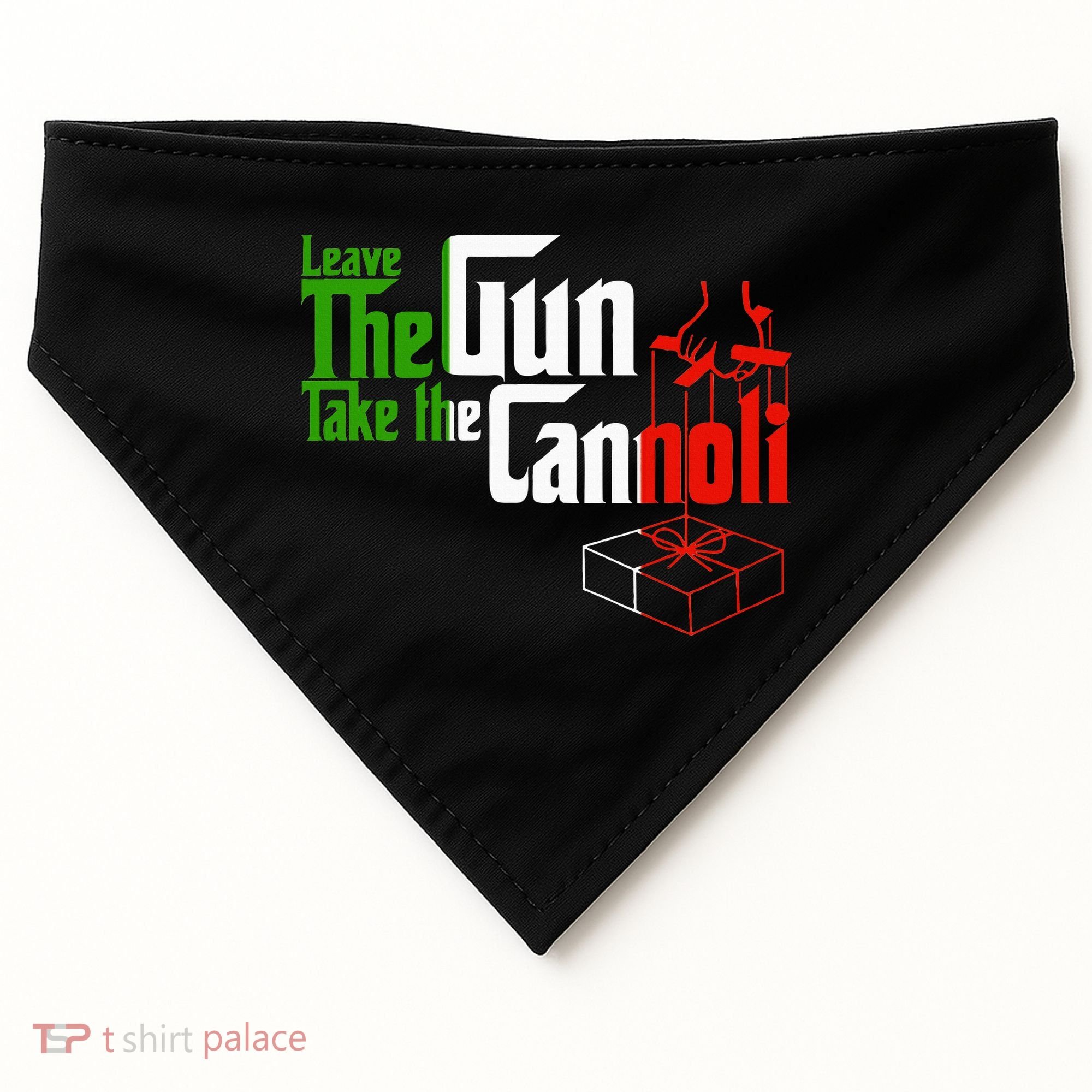 Funny Leave The Gun Take The Cannoli Italian Flag USA-Made Doggie Bandana