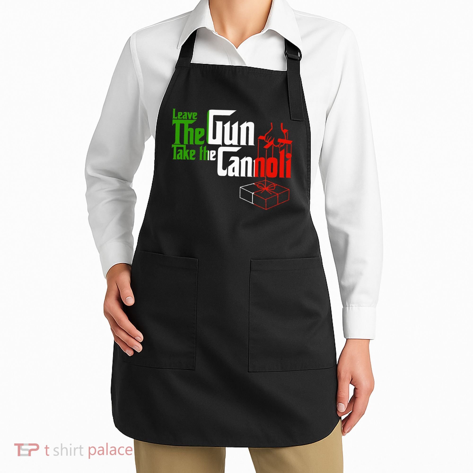 Funny Leave The Gun Take The Cannoli Italian Flag Apron