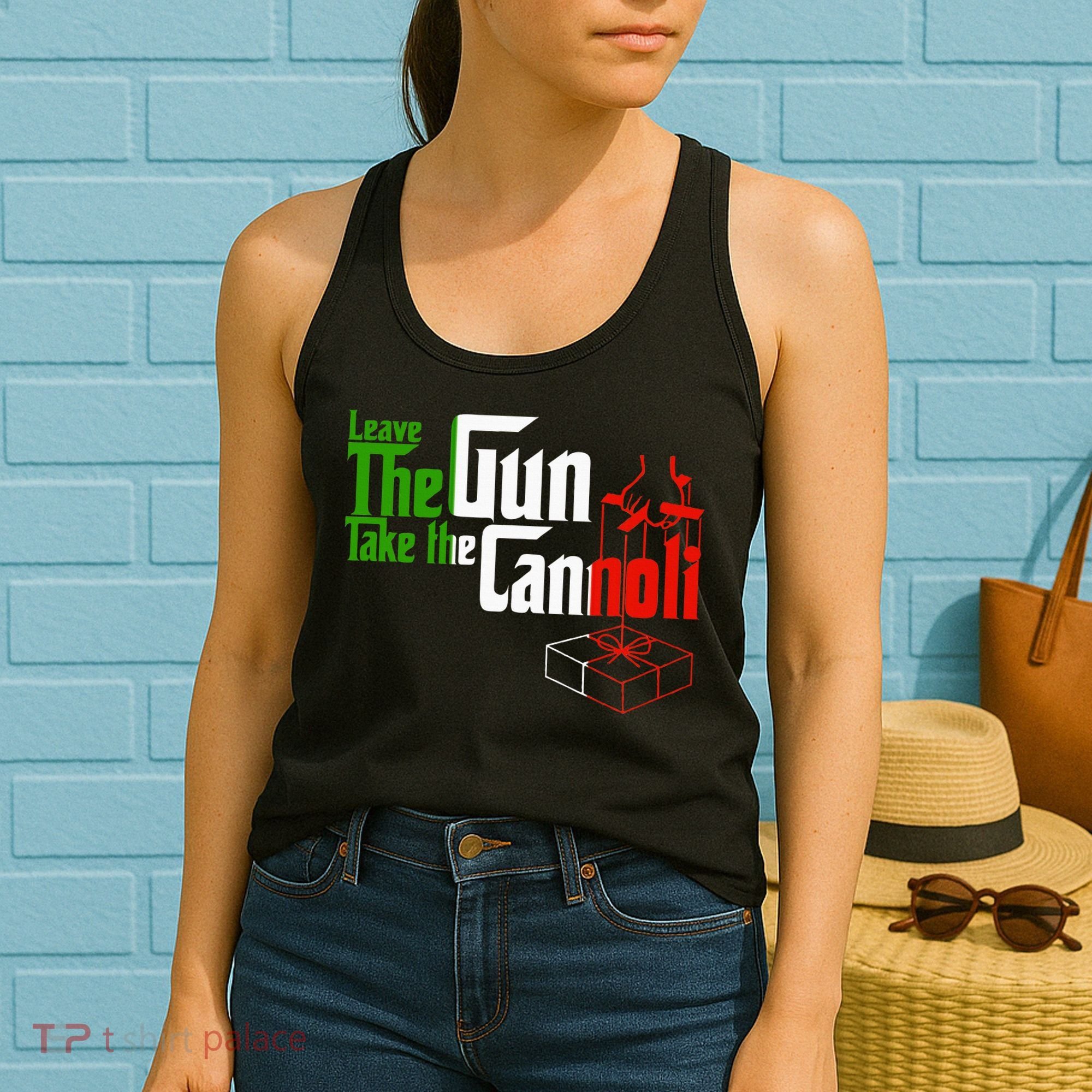 Funny Leave The Gun Take The Cannoli Italian Flag Women's Tank Top