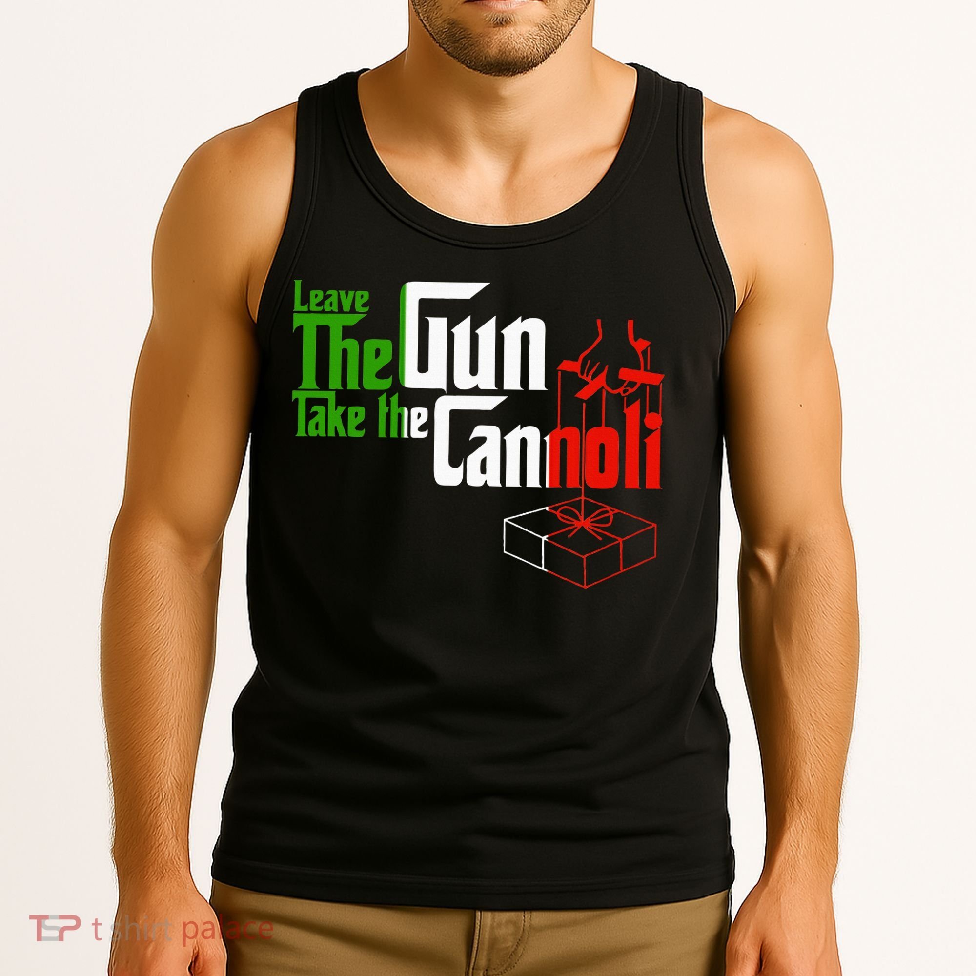 Funny Leave The Gun Take The Cannoli Italian Flag Tank Top
