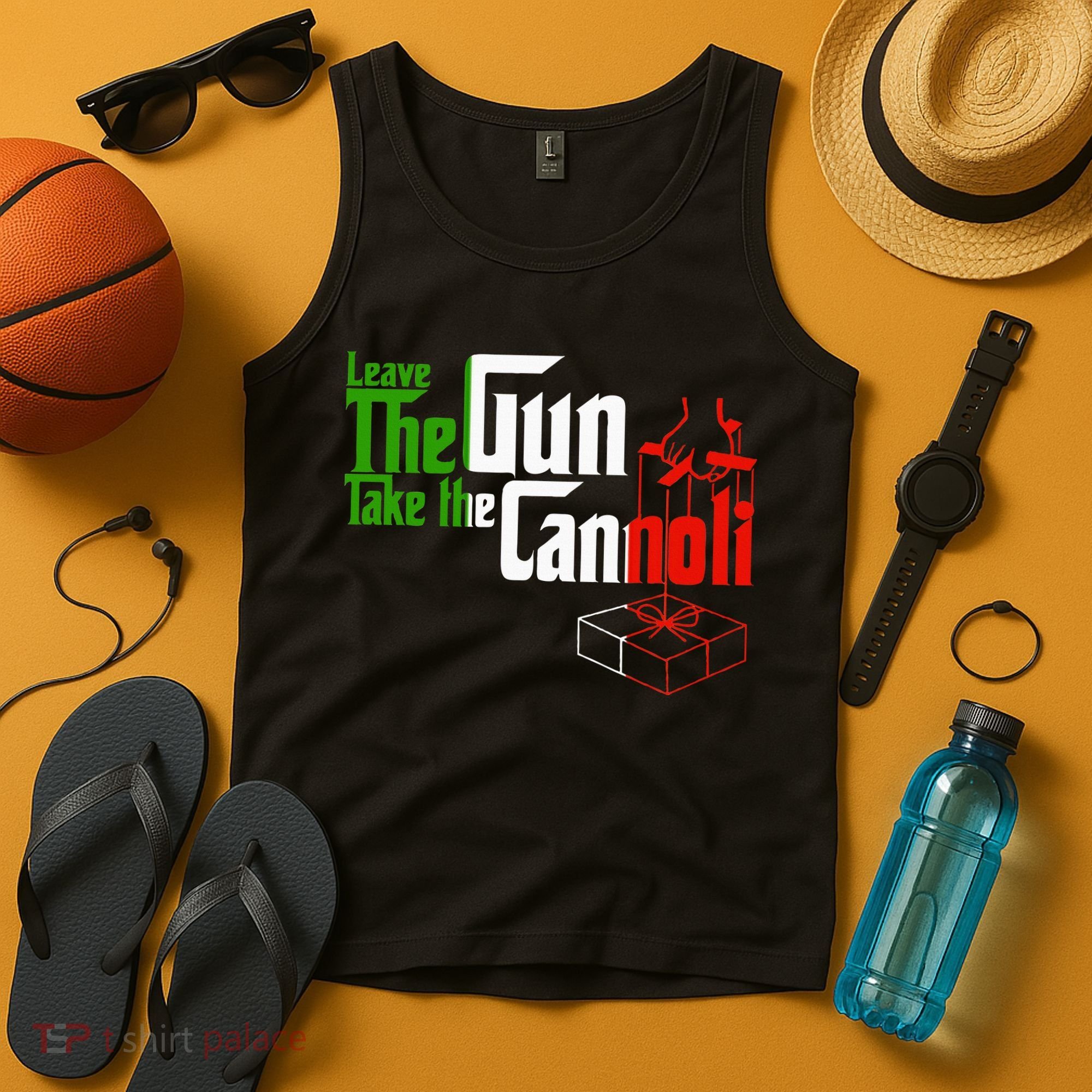 Funny Leave The Gun Take The Cannoli Italian Flag Tank Top