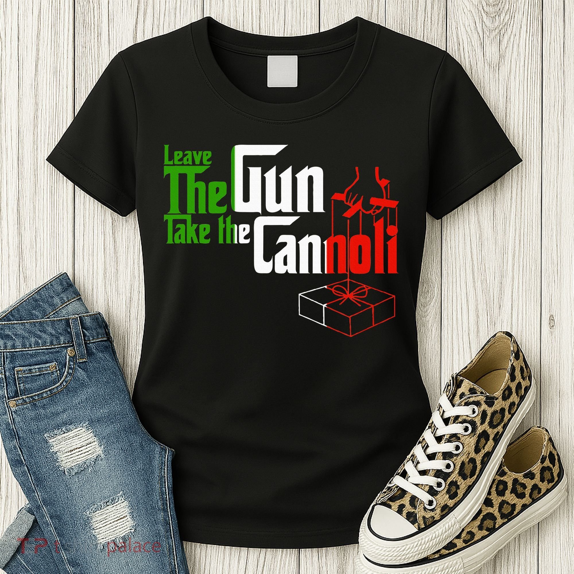 Funny Leave The Gun Take The Cannoli Italian Flag Women's T-Shirt