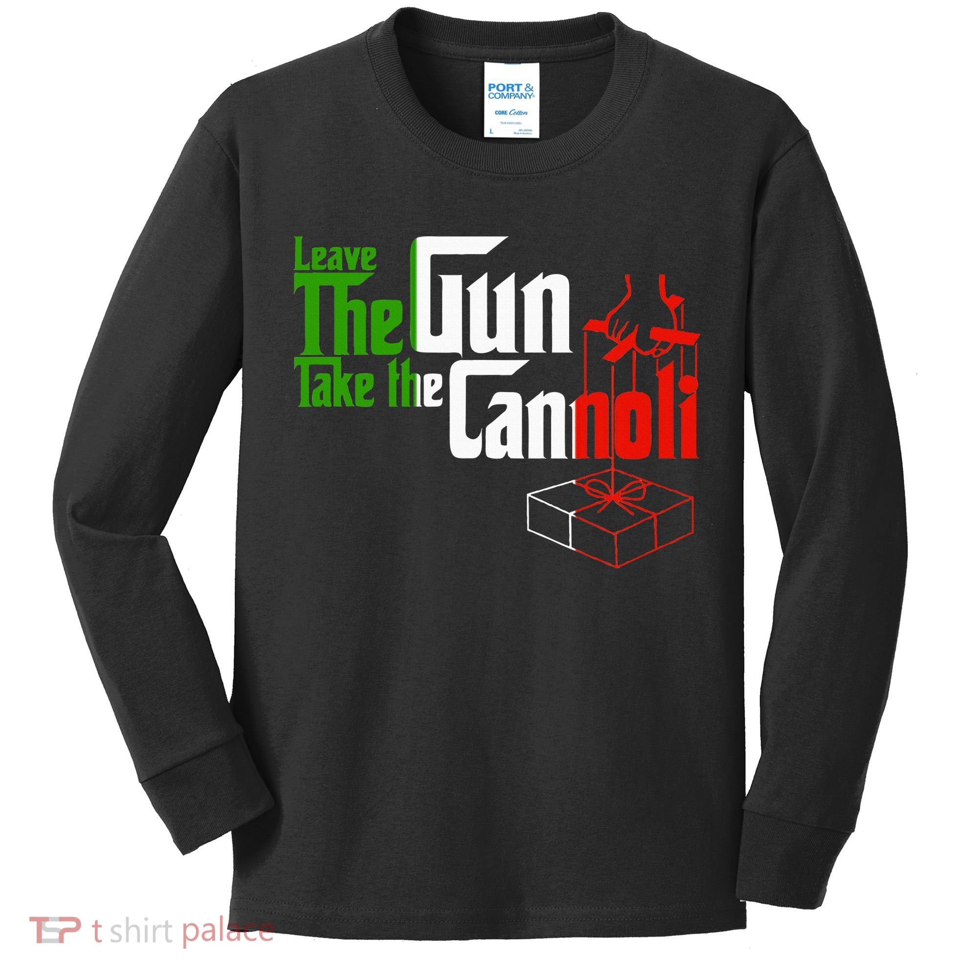 Funny Leave The Gun Take The Cannoli Italian Flag Kids Long Sleeve Shirt