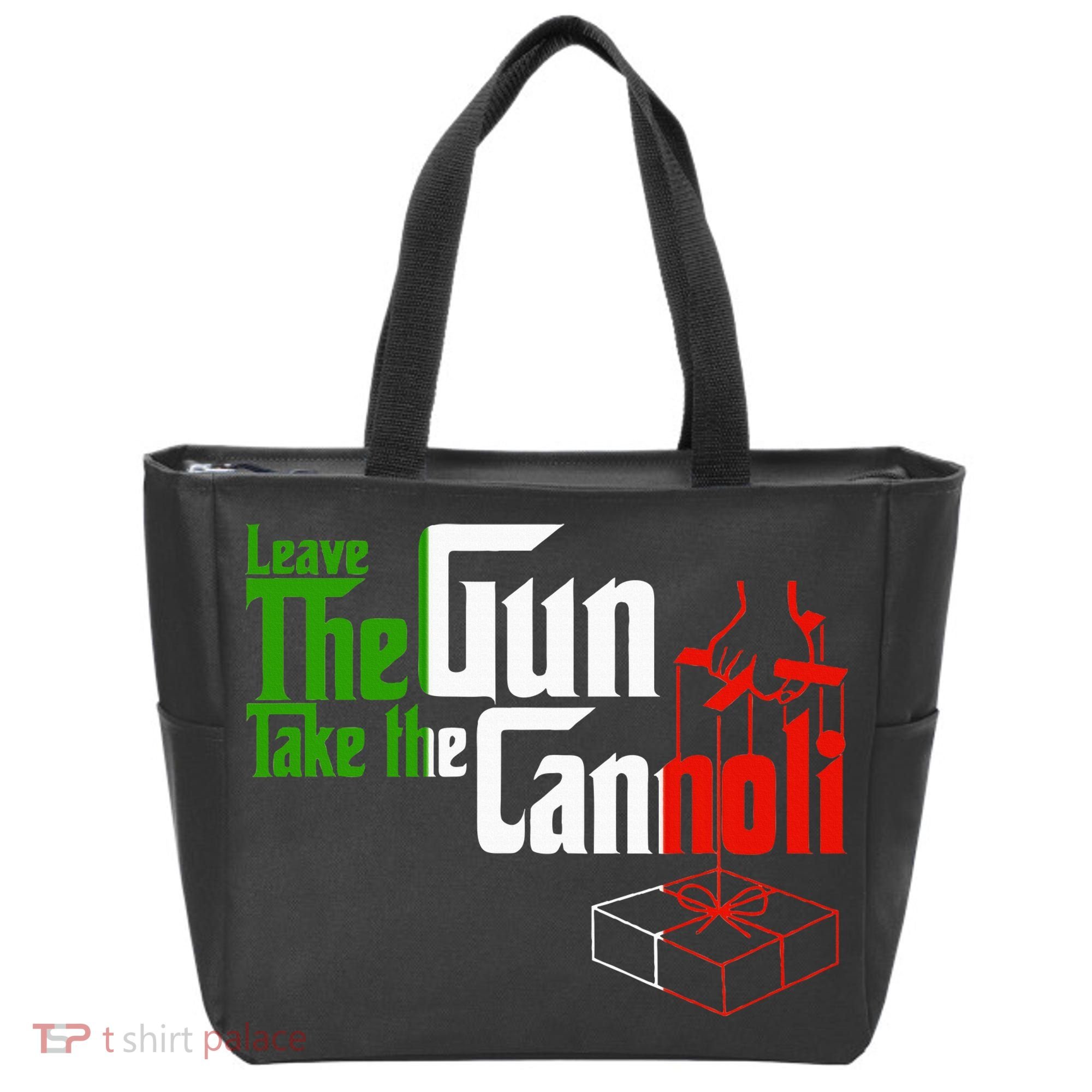 Funny Leave The Gun Take The Cannoli Italian Flag Tote Bag